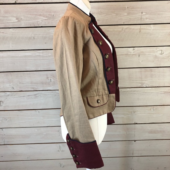 Wyeth by Todd Magill Military Jacket tan purple with buttons Ralph Lauren Anthro - Picture 3 of 8